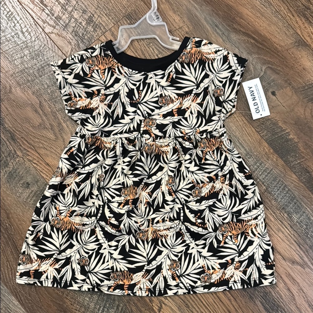 Old Navy Black and White Tiger Print Kids Dress